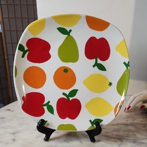 Vintage | Essential Home Fruit Motif Square Dinner Plate 10.5"